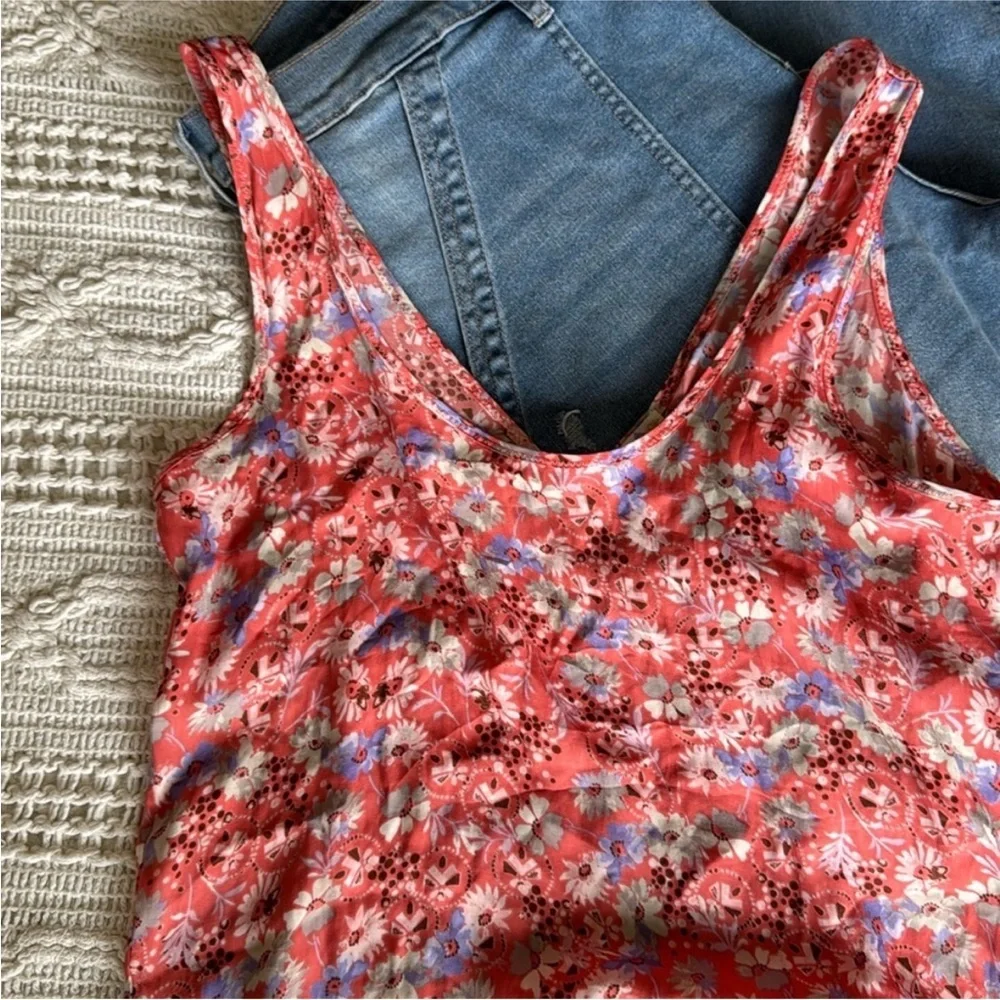Free People Red and Blue Floral Camisole